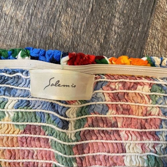 Vintage Y2K Smocked Strapless Rainbow Floral Top - Picture 4 of 8